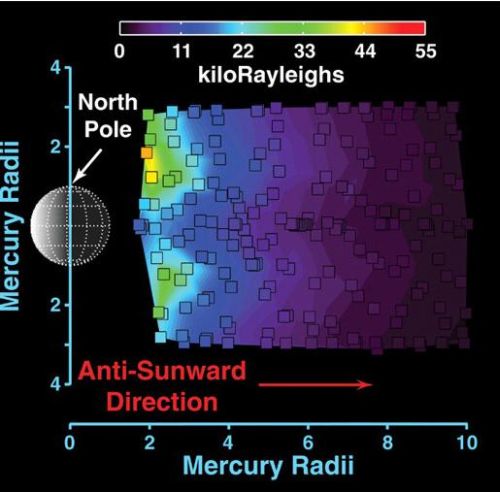 Die nebenstehende Grafik zeigt den ersten spektrometrischen Nachweis von Magnesium in der Exosphäre von Merkur. (Courtesy of NASA / Johns Hopkins University Applied Physics Laboratory / Carnegie Institution of Washington)