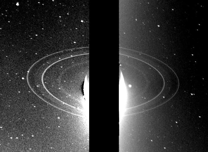 Neptuns Ringsystem, aufgenommen von der Raumsonde Voyager 2 (NASA / JPL)