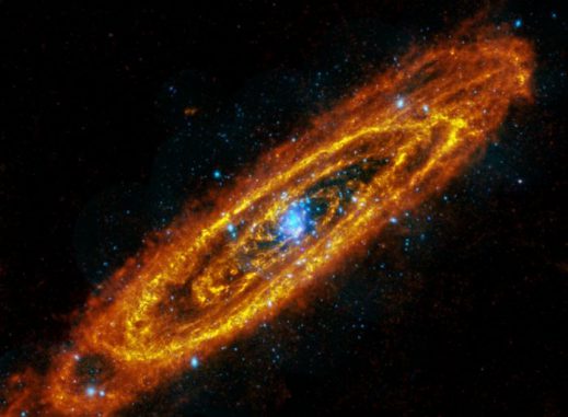 Die Andromeda-Galaxie auf Basis von Daten der Weltraumteleskope Herschel und XMM-Newton. (ESA Herschel, XMM-Newton)