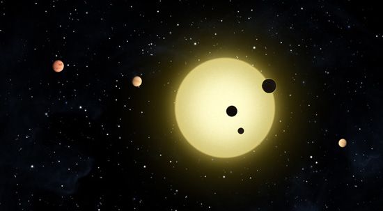 Künstlerische Darstellung des Systems Kepler-11 (NASA / Tim Pyle)