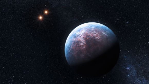 Illustration von Gliese 667, einem Binärsystem, in dem ein Exoplanet entdeckt wurde (ESO/L. Calçada)