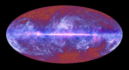 Aufnahme der kosmischen Hintergrundstrahlung vom Planck Weltraumteleskop (NASA)