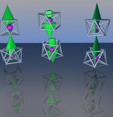 Eine mögliche Anordnung des FeMg8 magnetischen Superatoms, bei der die Richtung der magnetischen Momente durch Pfeile angezeigt werden. (Image courtesy of Victor Medel/VCU) Eine mögliche Anordnung des FeMg8 magnetischen Superatoms, bei der die Richtung der magnetischen Momente durch Pfeile angezeigt werden. (Image courtesy of Victor Medel/VCU)