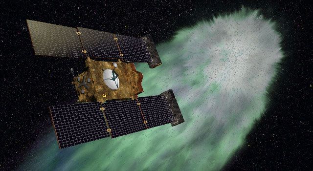 Künstlerische Darstellung der Raumsonde Stardust (NASA/JPL-Caltech) Künstlerische Darstellung der Raumsonde Stardust (NASA/JPL-Caltech)