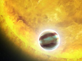 Künstlerische Darstellung des Hot Jupiter HAT-P-7b (NASA, ESA, and G. Bacon (STScI))