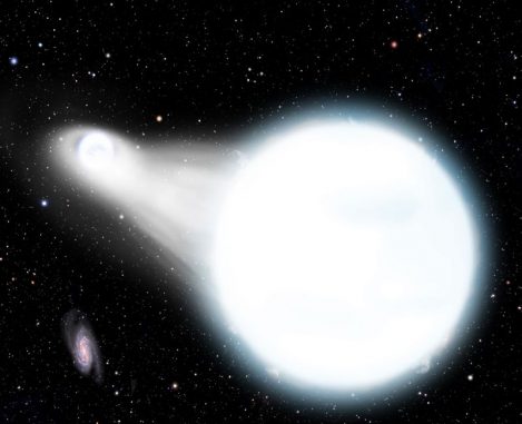 Künstlerische Darstellung des beobachteten Doppelsternsystems aus zwei Weißen Zwergen (David A. Aguilar (CfA)) Künstlerische Darstellung des beobachteten Doppelsternsystems aus zwei Weißen Zwergen (David A. Aguilar (CfA))