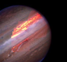Infrarotbild Jupiters. (Mike Wong, Franck Marchis & W.M. Keck Observatory)