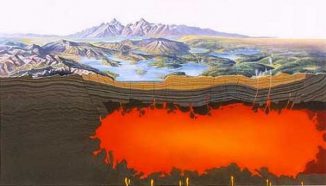 Querschnitt durch den Hotspot des Yellowstone-Supervulkans (USGS)