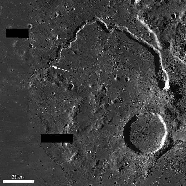 Vallis Schröteri ist eine bogenförmige Rille auf dem Mond (NASA / GSFC / Arizona State University)