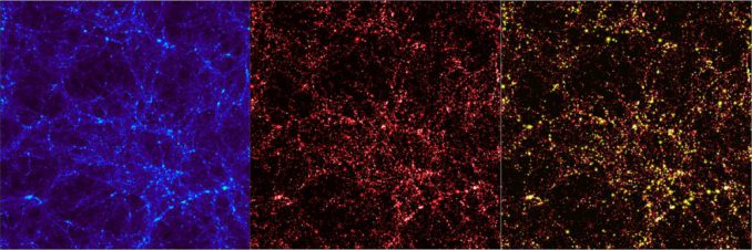 Kalkulierte Verteilung der Dunklen Materie. (The Virgo Consortium/Alexandre Amblard/ESA) Kalkulierte Verteilung der Dunklen Materie. (The Virgo Consortium/Alexandre Amblard/ESA)