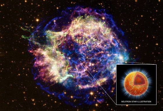 Der Supernova-Überrest Cassiopeia A. (X-ray: NASA/CXC/xx; Optical: NASA/STScI; Illustration: NASA/CXC/M.Weiss)