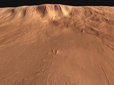 Steilhang am Olympus Mons (Courtesy of ESA/DLR/FU Berlin (G. Neukum))