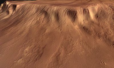 Steilhang am Olympus Mons (Courtesy of ESA/DLR/FU Berlin (G. Neukum))