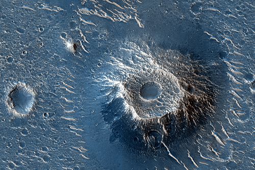 Kegelförmige Hügel in Utopia Planitia (Courtesy of NASA / JPL / Univ. of Arizona)