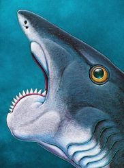 Künstlerische Darstellung eines urzeitlichen Fisches der Gattung Helicoprion von Ray Troll. (Ray Troll)