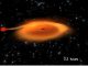 Standbild aus dem unten eingebundenen Video. Die Animation zeigt das neu entdeckte Binärsystem mit dem Schwarzen Loch MAXI J1659-152. (ESA)