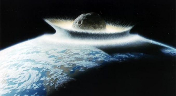Künstlerische Darstellung eines Asteroideneinschlags auf der Erde. (Don Davis / NASA)