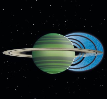 Diese künstlerische Darstellung verdeutlicht, wie geladene Wasserteilchen aus den Ringen in die Atmosphäre Saturns hinabregnen und eine Verringerung der atmosphärischen Helligkeit bewirken. (NASA / JPL-Caltech / Space Science Institute / University of Leicester) Diese künstlerische Darstellung verdeutlicht, wie geladene Wasserteilchen aus den Ringen in die Atmosphäre Saturns hinabregnen und eine Verringerung der atmosphärischen Helligkeit bewirken. (NASA / JPL-Caltech / Space Science Institute / University of Leicester)