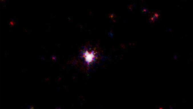 GRB 111209A produzierte sieben Stunden lang hochenergetische Gamma-Emissionen. Diese Falschfarbenaufnahme zeigt das Ereignis, wie es vom X-ray Telescope an Bord des Swift-Satelliten aufgenommen wurde. (NASA / Swift / B. Gendre (ASDC / INAF-OAR / ARTEMIS))