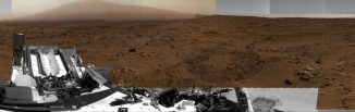 Ein Ausschnitt des Panoramabildes von der Marsoberfläche, aufgenommen vom Marsrover Curiosity (kleinere Version; die Website mit der Originalversion ist im Text verlinkt). (NASA / JPL-Caltech / MSSS)