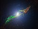 Die Radiogalaxie Centaurus A, basierend auf Nahinfrarot- und Radiobeobachtungen. Die Farbcodierung zeigt die Rotation des Gases um das Zentrum der Galaxie. (ALMA (ESO / NAOJ / NRAO); ESO / Y. Beletsky)