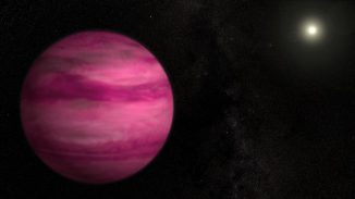 Künstlerische Illustration des neu entdeckten Exoplaneten GJ 504b. Er leuchtet in einem dunklen Magenta und besitzt die vierfache Masse des Jupiter, was ihn zum masseärmsten Planeten macht, der bislang direkt um einen sonnenähnlichen Stern abgebildet wurde. (NASA / Goddard Space Flight Center / S. Wiessinger)
