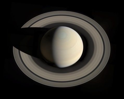 Mosaikbild von Saturn und seinem Ringsystem. Das Bild basiert auf zwölf Einzelaufnahmen, die von der NASA-Raumsonde Cassini gemacht wurden. (NASA / JPL-Caltech / Space Science Institute / G. Ugarkovic) Mosaikbild von Saturn und seinem Ringsystem. Das Bild basiert auf zwölf Einzelaufnahmen, die von der NASA-Raumsonde Cassini gemacht wurden. (NASA / JPL-Caltech / Space Science Institute / G. Ugarkovic)