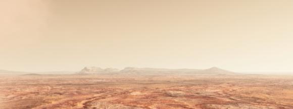 Illustration des heutigen Mars: eine kalte, trockene Wüstenwelt. (Michael Lentz / NASA Goddard Conceptual Image Lab)