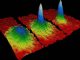 Computerdarstellung eines Bose-Einstein-Kondensats. Die Atom-Cluster werden bis auf einige Nanokelvin über dem absoluten Nullpunkt heruntergekühlt und zeigen dann bemerkenswerte Eigenschaften. (Institute of Physics)