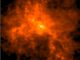 Dieses Bild des Submillimeter Array kartiert die berechnete Dichte des molekularen Gases in den zentralen 30 Lichtjahren der Sternentstehungsregion W49A. Hellere Farben markieren dichtere Regionen. Die hellste Region in der Bildmitte ist weniger als drei Lichtjahre groß und enthält dennoch etwa 50.000 Sonnenmassen an molekularem Gas. (Roberto Galván-Madrid (ESO), Hauyu Baobab Liu (ASIAA, Taiwan), Tzu-Cheng Peng (ESO))