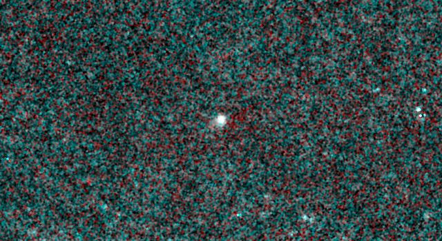 Die NEOWISE-Mission der NASA machte diese Infrarotaufnahme des Kometen C/2013 A1 Siding Spring am 16. Januar 2014, als der Komet 571 Millionen Kilometer von der Sonne entfernt war. (NASA / JPL-Caltech)