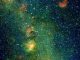 Der Trifidnebel im Sternbild Sagittarius (Schütze), aufgenommen vom Wide-field Infrared Survey Explorer (WISE). Es handelt sich um eine Gas- und Staubwolke, in der neue Sterne entstehen. (NASA / JPL-Caltech / UCLA)