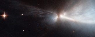 Das Herbig-Haro-Objekt HH 909A, basierend auf Beobachtungsdaten des Weltraumteleskops Hubble. (NASA & ESA, Acknowledgements: Kevin Luhman (Pennsylvania State University), and Judy Schmidt)