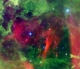 Der Rosettennebel, aufgenommen vom Weltraumteleskop Spitzer in infraroten Wellenlängen. (NASA / JPL-Caltech / Univ. of Ariz.)