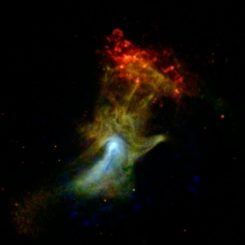Der Pulsarwindnebel des Pulsars PSR B1509-58, aufgenommen vom Nuclear Spectroscopic Telescope Array (NuSTAR) im Röntgenbereich. (NASA / JPL-Caltech / McGill)