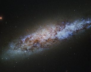 Hubble-Aufnahme der Galaxie NGC 4605, einer Zwergspiralgalaxie des Typs SBc. (ESA / Hubble & NASA; Acknowledgement: D. Calzetti (University of Massachusetts) and the LEGUS Team)