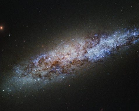 Hubble-Aufnahme der Galaxie NGC 4605, einer Zwergspiralgalaxie des Typs SBc. (ESA / Hubble & NASA; Acknowledgement: D. Calzetti (University of Massachusetts) and the LEGUS Team)