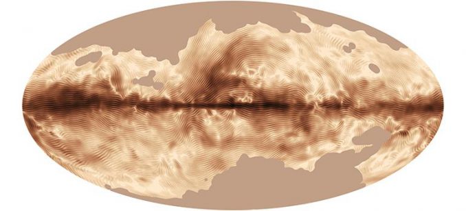 Das Magnetfeld unserer Milchstraßen-Galaxie, basierend auf Daten des Planck-Satelliten von der European Space Agency (ESA). (ESA and the Planck Collaboration)