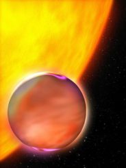 Künstlerische Darstellung eines Exoplaneten und seines Zentralsterns. Ein neues Modell erlaubt eine genauere Untersuchung des Methangehalts von Exoplaneten. (ESA)