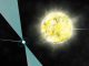 Künstlerische Darstellung eines Weißen Zwergs im Orbit um den Pulsar PSR J2222-0137. Es könnte der kälteste und schwächste Weiße Zwerg sein, der bislang identifiziert wurde. (B. Saxton (NRAO / AUI / NSF))