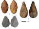 Faustkeile aus der Ausgrabungsstätte in Kathu. A und B sind Sandsteinfaustkeile, C besteht aus Quarzit. (Steven James Walker & et al.)