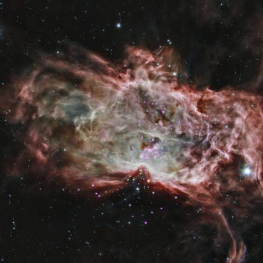 Dieses Kompositbild zeigt den Flammennebel im Sternbild Orion, basierend auf Daten der Weltraumteleskope Chandra und Spitzer. (X-ray: NASA / CXC / PSU / K.Getman, E.Feigelson, M.Kuhn and the MYStIX team; Infrared: NASA / JPL-Caltech)