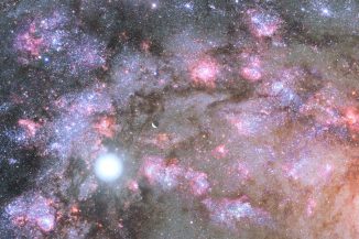 Künstlerische Darstellung eines Starburst tief im Innern eines Kerns einer jungen, wachsenden, elliptischen Galaxie. (NASA / Space Telescope Science Institute)