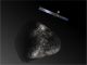 Künstlerische Darstellung des Rosetta-Orbiters beim Kometen 67P/Churyumov-Gerasimenko. Die Illustration ist nicht maßstabsgerecht. (ESA / ATG Medialab)