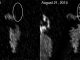 Das Radarinstrument an Bord von Cassini offenbarte bei einem Vorbeiflug am 21. August 2014 neue, helle Strukturen in Titans größtem See, Kraken Mare. Im Mai 2013 waren sie noch nicht vorhanden. (NASA / JPL-Caltech / ASI / Cornell)