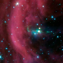 Spitzer-Aufnahme des Herbig-Haro-Objekts 34 und seiner Zwillingsjets. (NASA / JPL-Caltech)
