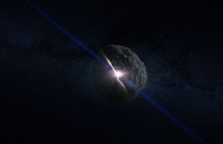 Künstlerische Darstellung der Kollision, aus der der Asteroid Bennu hervorging. (NASA / Goddard Space Flight Center / Conceptual Image Lab)