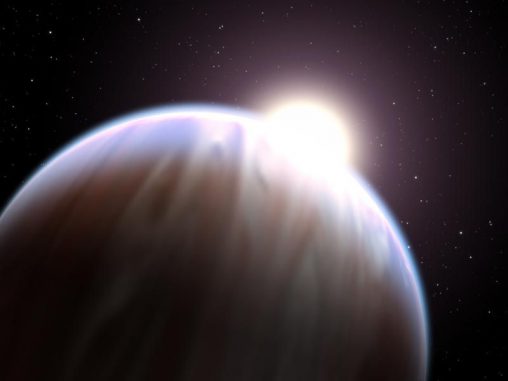 Künstlerische Darstellung eines Exoplaneten in einer Umlaufbahn um seinen Zentralstern. (NASA / ESA)