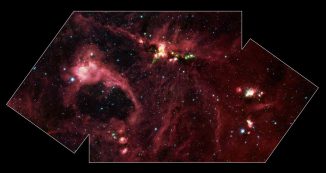 Aufnahme der ausgedehnten Sternentstehungsregion DR 21 vom Weltraumteleskop Spitzer. (NASA / JPL-Caltech)