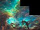 Der Sternhaufen NGC 2074 (oben links) in der Großen Magellanschen Wolke und seine Umgebung. (NASA, ESA, and the Hubble Heritage Team (STScI / AURA)